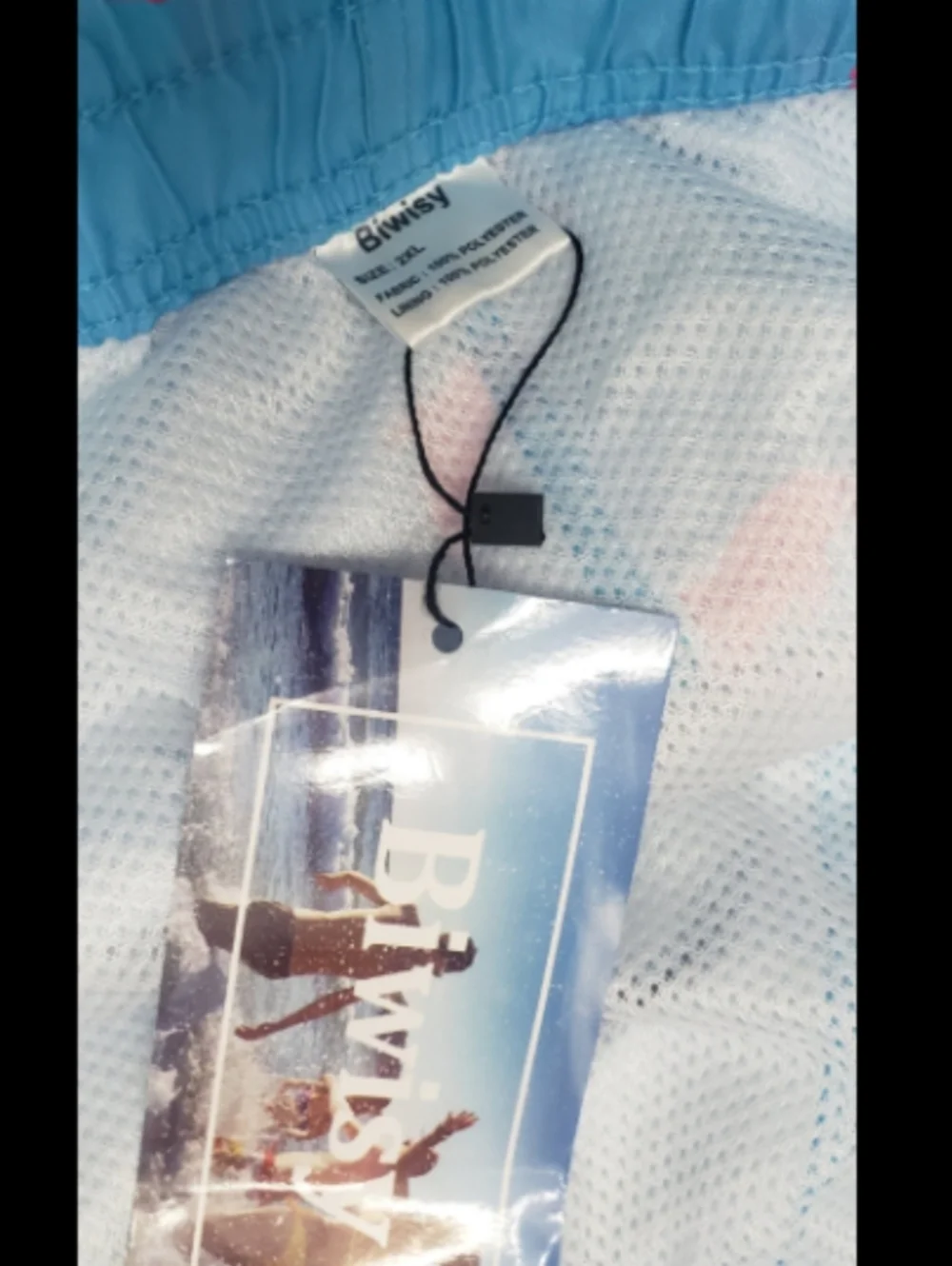 NWT Men's Light Blue W/Pink Dolphin Print Swim Trunks By Biwisy 2xl